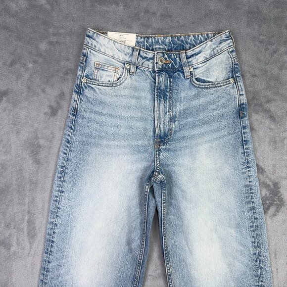 H&M Jeans Womens Size 2 Wide Leg Cropped High Waist Regular Fit Light Blue NWT - Picture 3 of 12